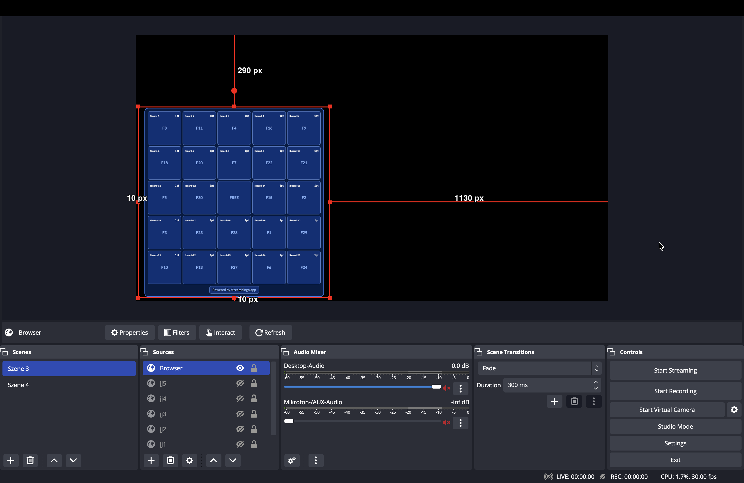 Bingo overlay as seen in OBS